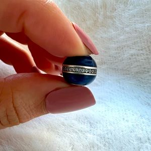AUTHENTIC PANDORA ORBIT CHARM WITH BLUE ENAMEL AND CUBIC ZIRCONIA